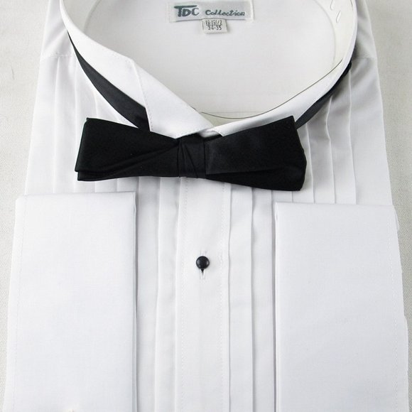 wingtip tuxedo shirt with bow tie